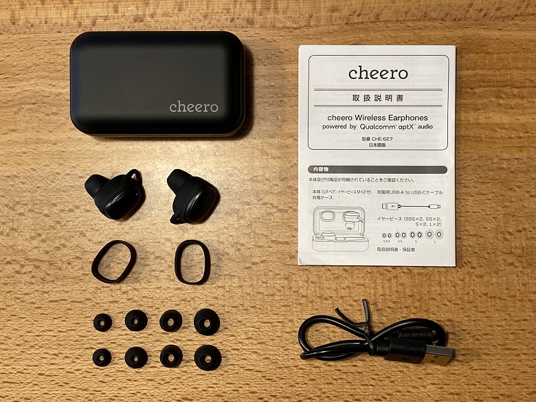 cheero Wireless Earphones Bluetooth 5.1 同梱物