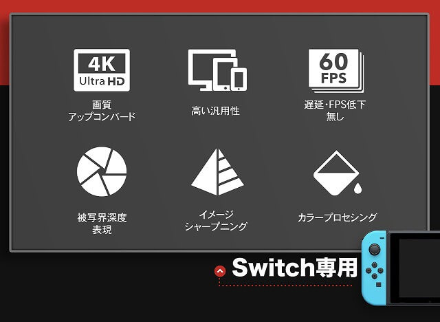 4K Gamer+ レビュー】Switchが4K画質に！専用画像処理チップで1080pを 